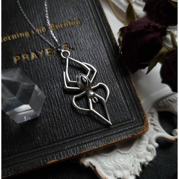 Black Widow Spider Necklace - Sterling Silver