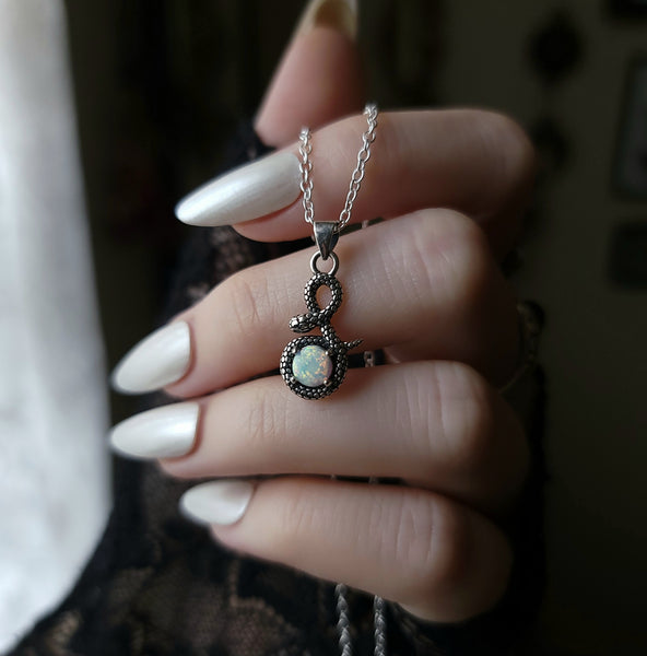 Snake Opal Necklace - Sterling Silver