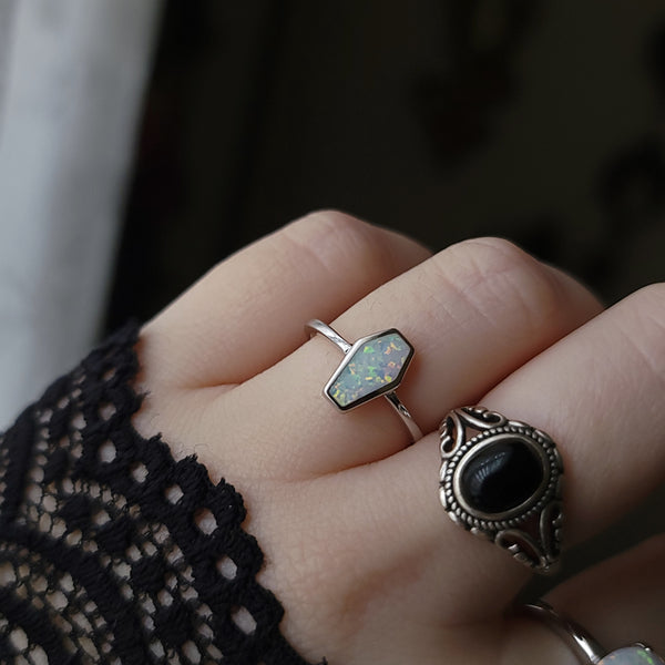 Coffin Opal Ring - Sterling Silver