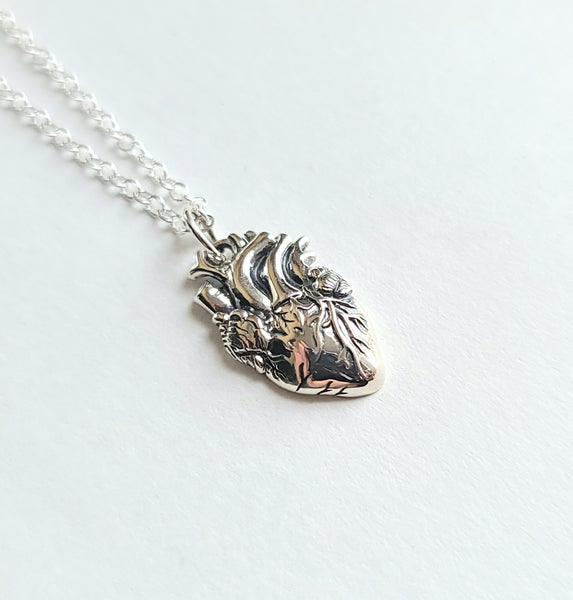 Anatomical Heart Necklace - Sterling Silver