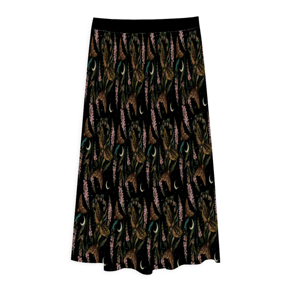 Death Head Garden All Over Print Pleated Long Skirt