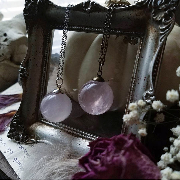 Rose Quartz Crystal Ball Necklace