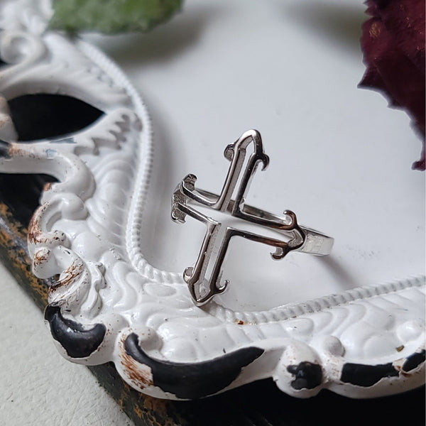 Hollow Cross - Sterling Silver Cross Ring