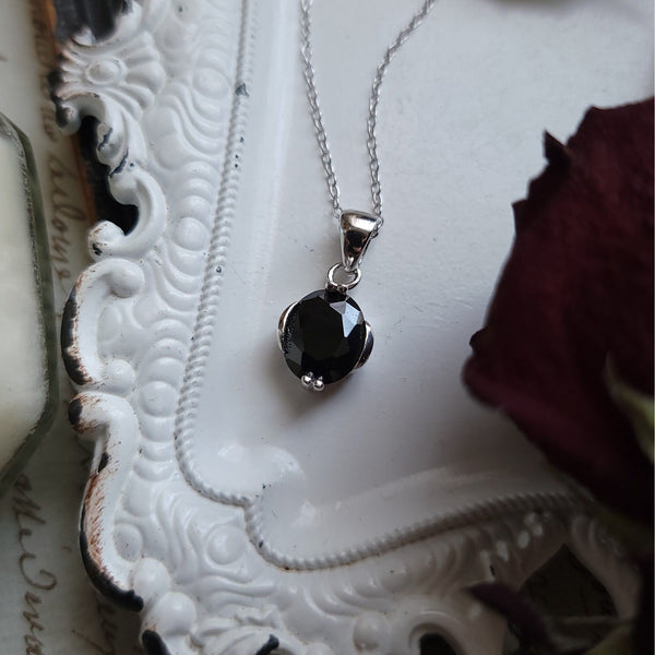 Cubic Zirconia Onyx Necklace - Sterling Silver
