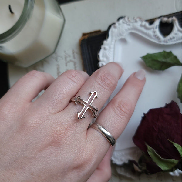 Hollow Cross - Sterling Silver Cross Ring