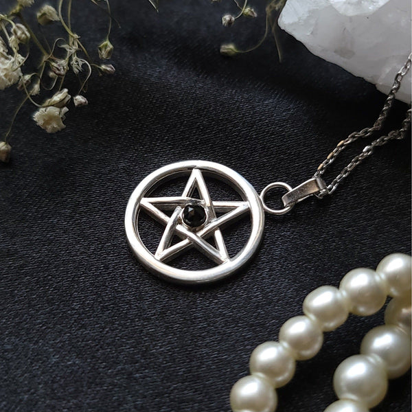 Pentacle Necklace - Sterling Silver and Onyx
