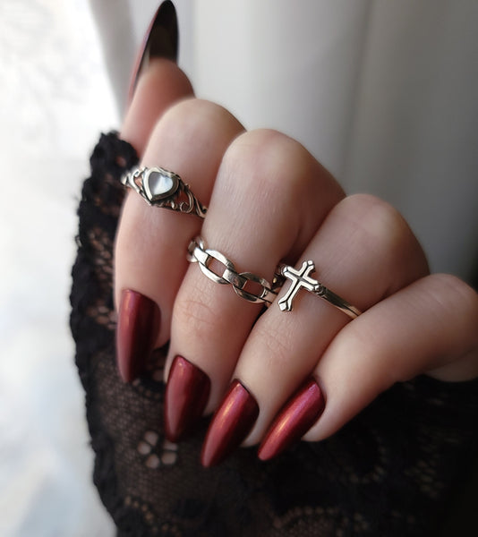 Mini Cross Ring - Sterling Silver Cross Ring