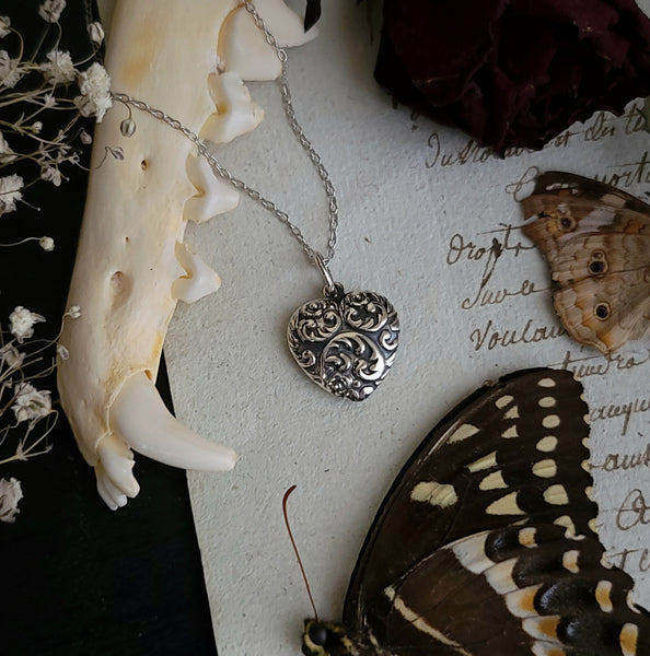 Filigree Heart Necklace Sterling Silver