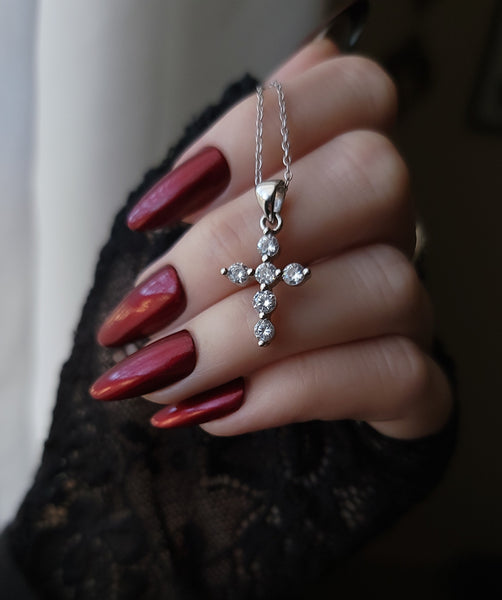 Crux - Crucifix Necklace Sterling Silver with Cubic Zirconia