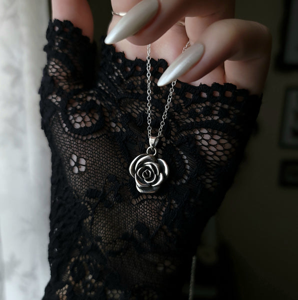 Rose Necklace Sterling Silver