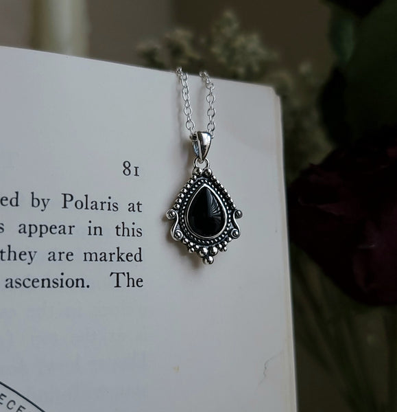 Matilda Obsidian Gem Necklace Sterling Silver