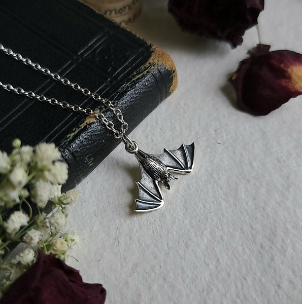 Bat Necklace Sterling Silver