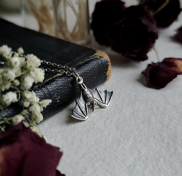 Bat Necklace Sterling Silver