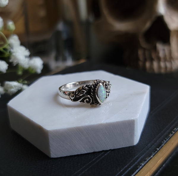 Forest Opal Ring Sterling Silver