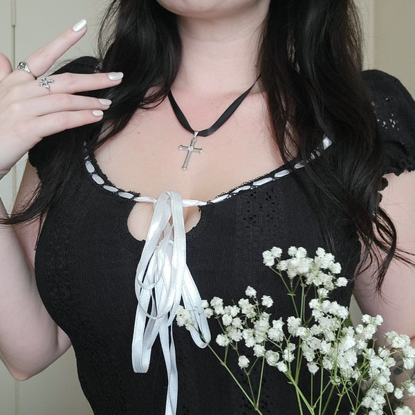 Enoch - Crucifix Necklace Sterling Silver with Cubic Zirconia
