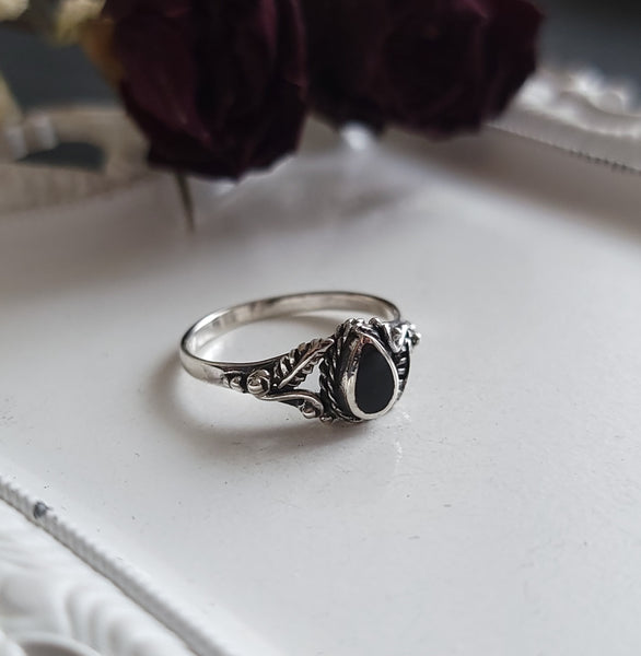 Forest Tear Agate Ring Sterling Silver