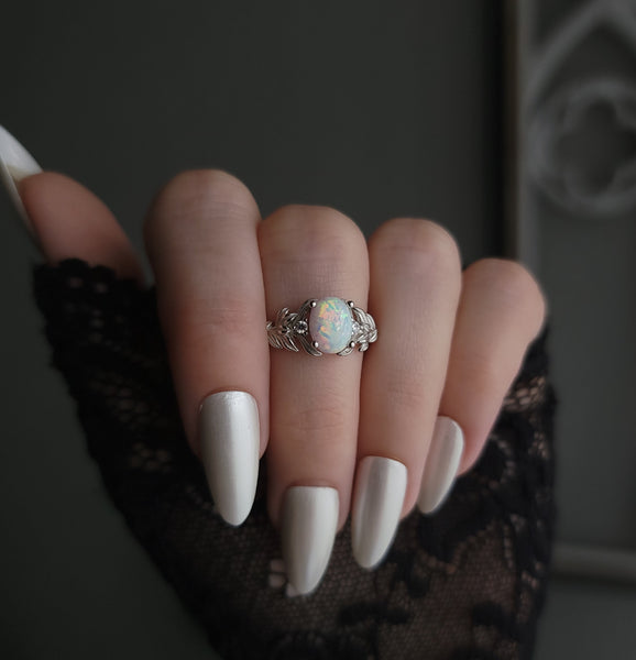 Blooming Ivy Opal Ring Sterling Silver