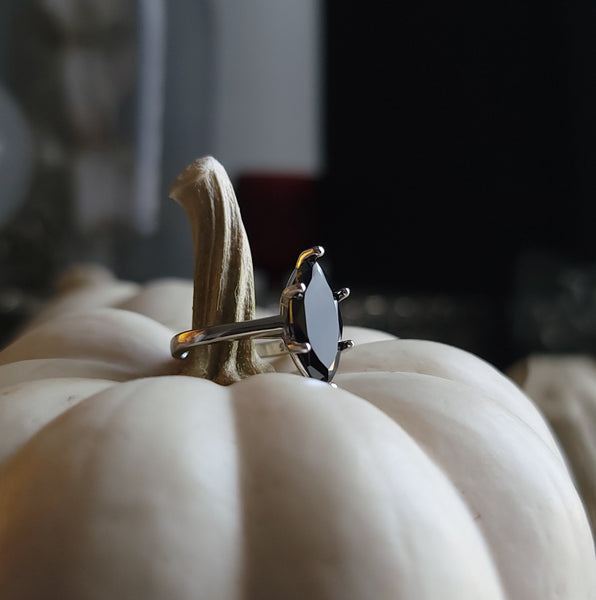 Demetria - Cubic Zirconia Onyx Ring - Sterling Silver Ring