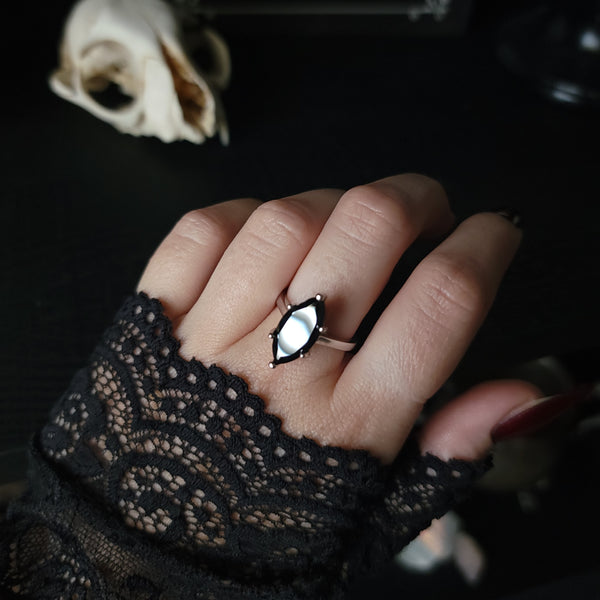 Demetria - Cubic Zirconia Onyx Ring - Sterling Silver Ring