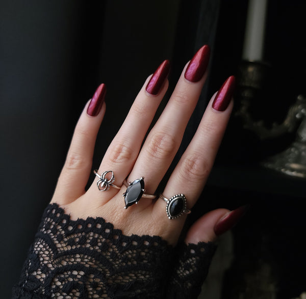 Demetria - Cubic Zirconia Onyx Ring - Sterling Silver Ring