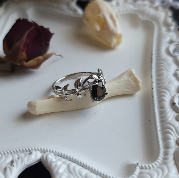 Black Ivy - Cubic Zirconia Onyx Ring - Sterling Silver Ring