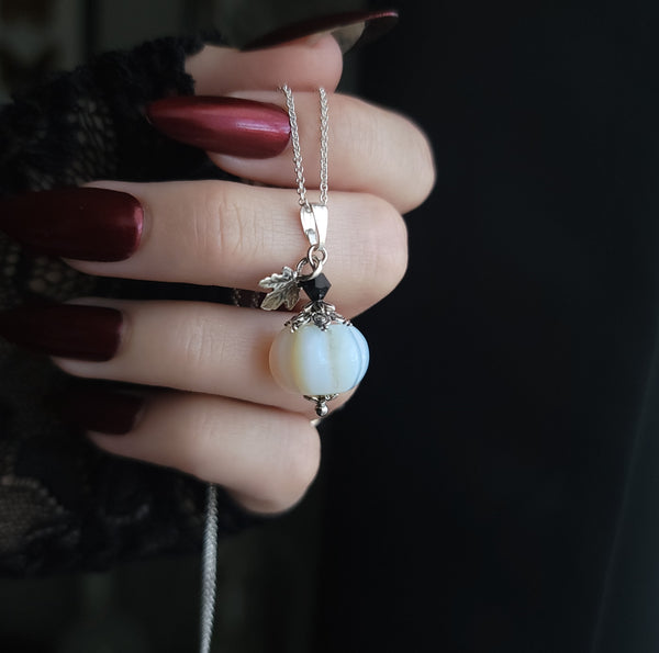 Pumpkin Patch Crystal Necklace - Opalite and Sterling Silver