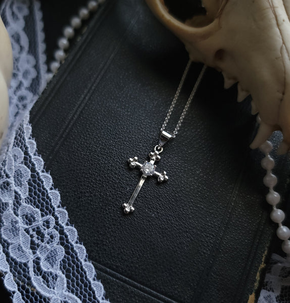 Mercy - Crucifix Necklace Sterling Silver with Cubic Zirconia