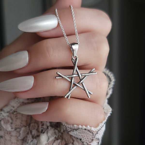 Twig Pentacle Necklace - Sterling Silver