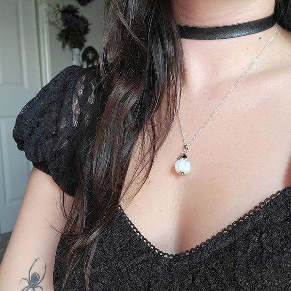 Pumpkin Patch Crystal Necklace - Opalite and Sterling Silver