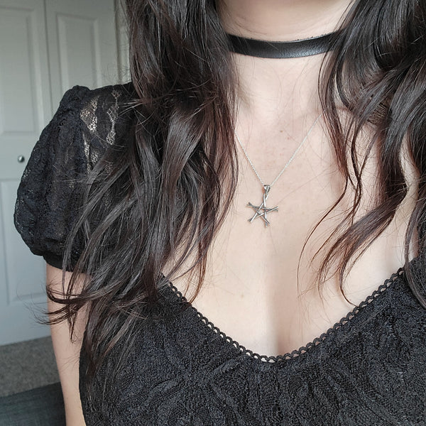 Twig Pentacle Necklace - Sterling Silver
