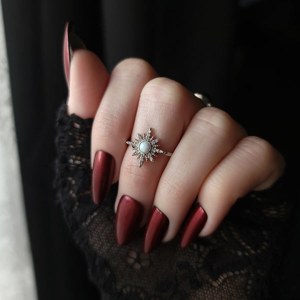 Polaris Ring - Sterling Silver Moon and Star Ring
