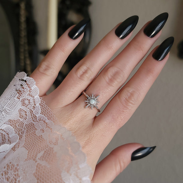 Polaris Ring - Sterling Silver Moon and Star Ring