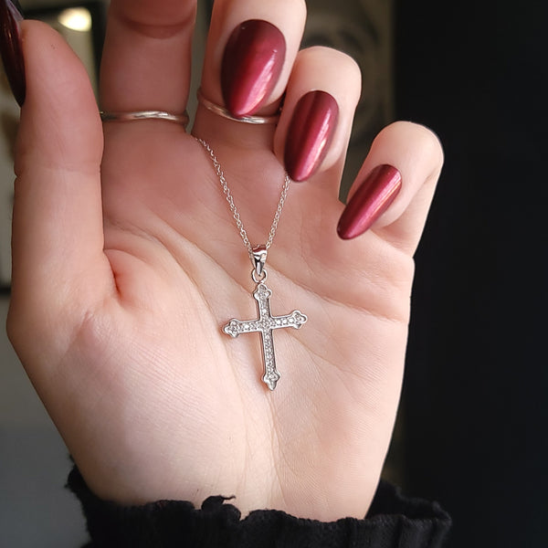 Grace - Crucifix Necklace Sterling Silver with Cubic Zirconia