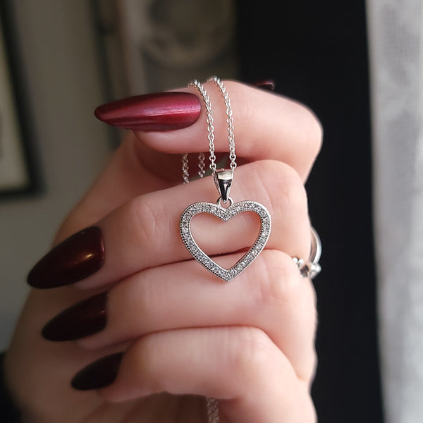 Sterling Silver Heart with Zirchonia Necklace
