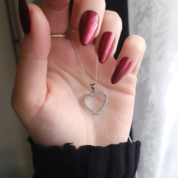 Sterling Silver Heart with Zirchonia Necklace