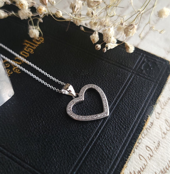 Sterling Silver Heart with Zirchonia Necklace