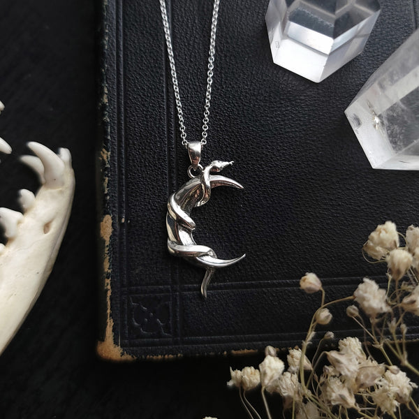 Snake Moon Necklace - Sterling Silver