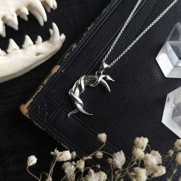 Snake Moon Necklace - Sterling Silver