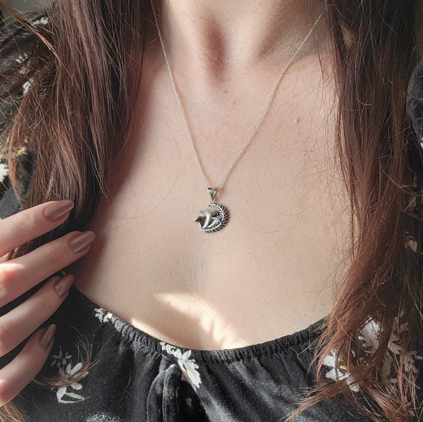 Mushroom & Fern Necklace - Sterling Silver