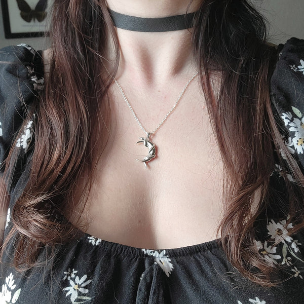 Snake Moon Necklace - Sterling Silver