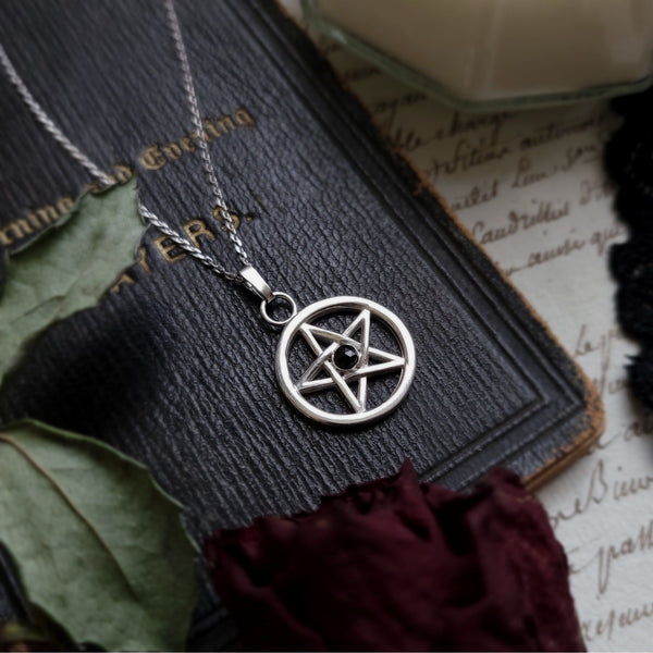 Pentacle Necklace - Sterling Silver and Onyx