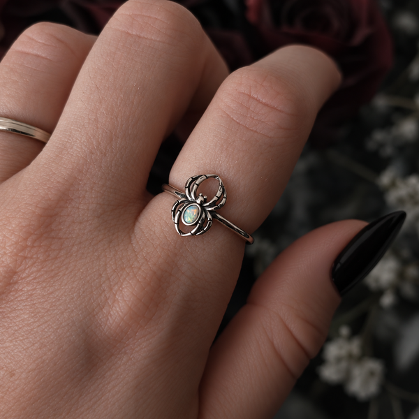 Opal Spider Ring Sterling Silver