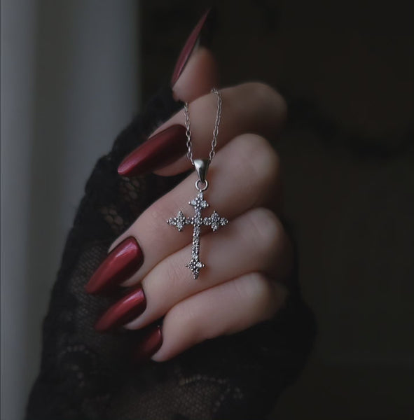 Lazarus - Crucifix Necklace Sterling Silver with Cubic Zirconia