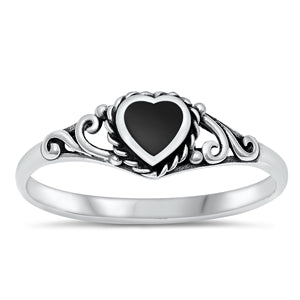 Agate Filigree Heart Ring - Sterling Silver Ring