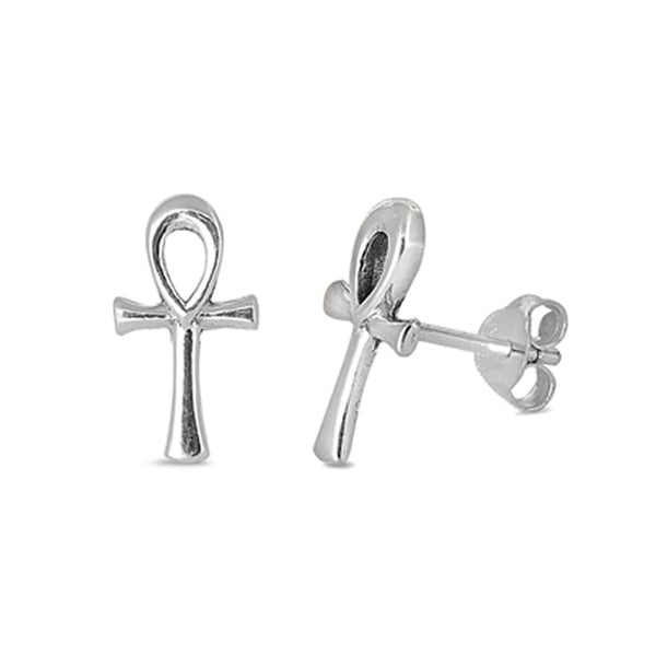 Ankh Earrings - Sterling Silver