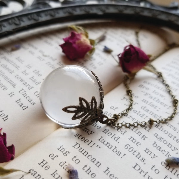 Moon Berry Crystal Ball Necklaces - Antiqued Brass