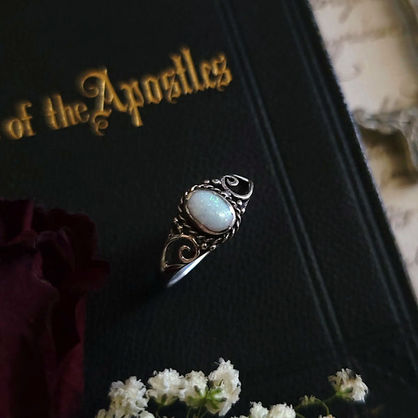 Filigree Opal Ring Sterling Silver