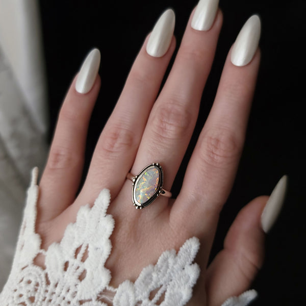 Liliana White Opal Ring Sterling Silver