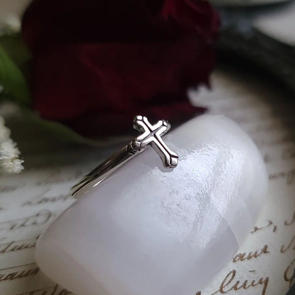 Mini Cross Ring - Sterling Silver Cross Ring