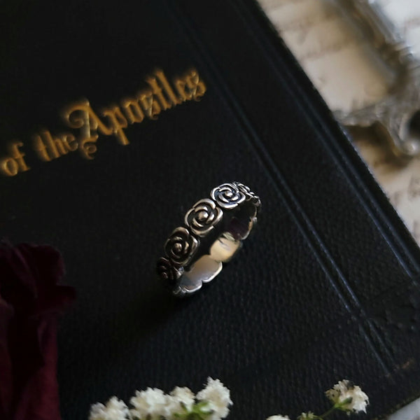 Circlet of Roses Ring - Sterling Silver Ring